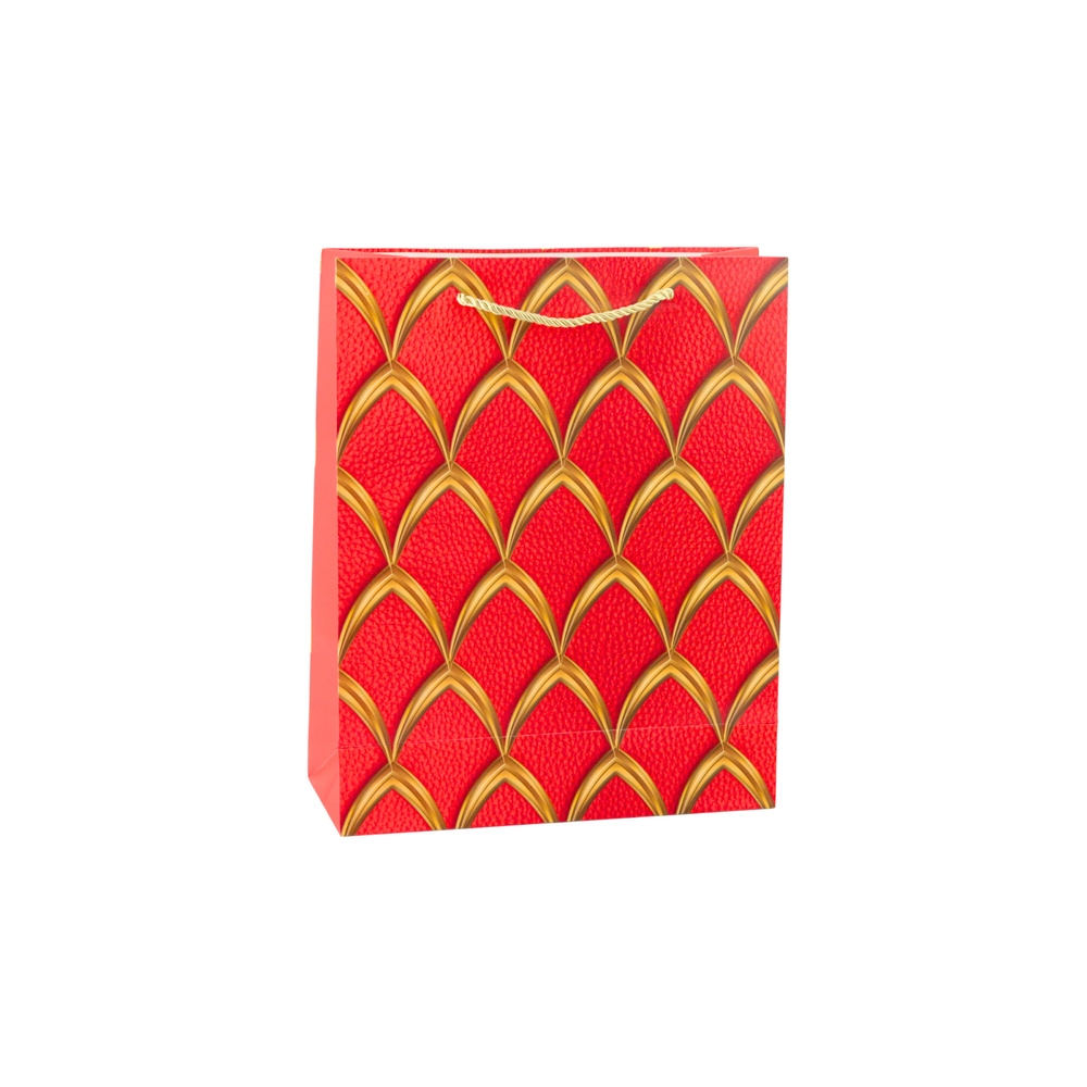 Elegantiškas dovanų maišelis su auksiniais papuošimais 32 x 26 x 12 cm 1vnt