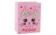 Paper Gift Bag Kittens Glitter Pink 23 x 18 x 10.5 cm