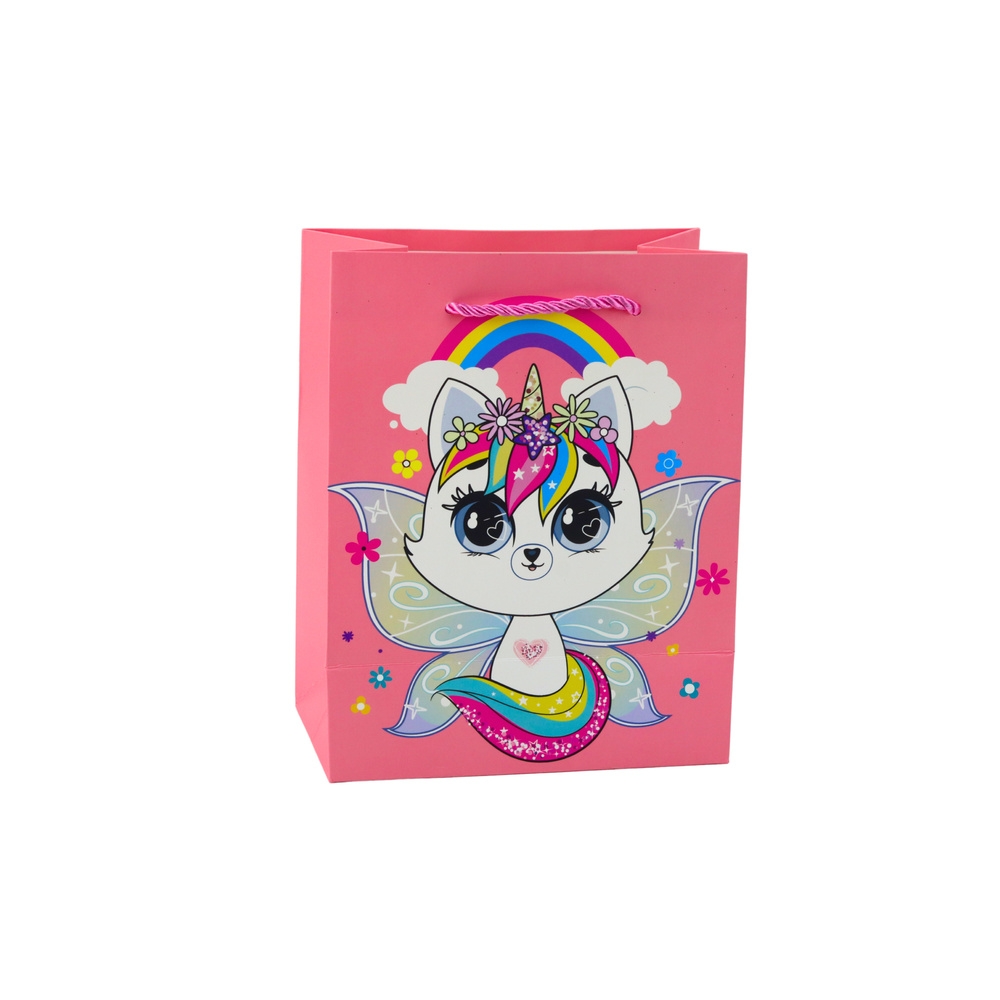 Paper Gift Bag Kittens Glitter Pink 23 x 18 x 10.5 cm