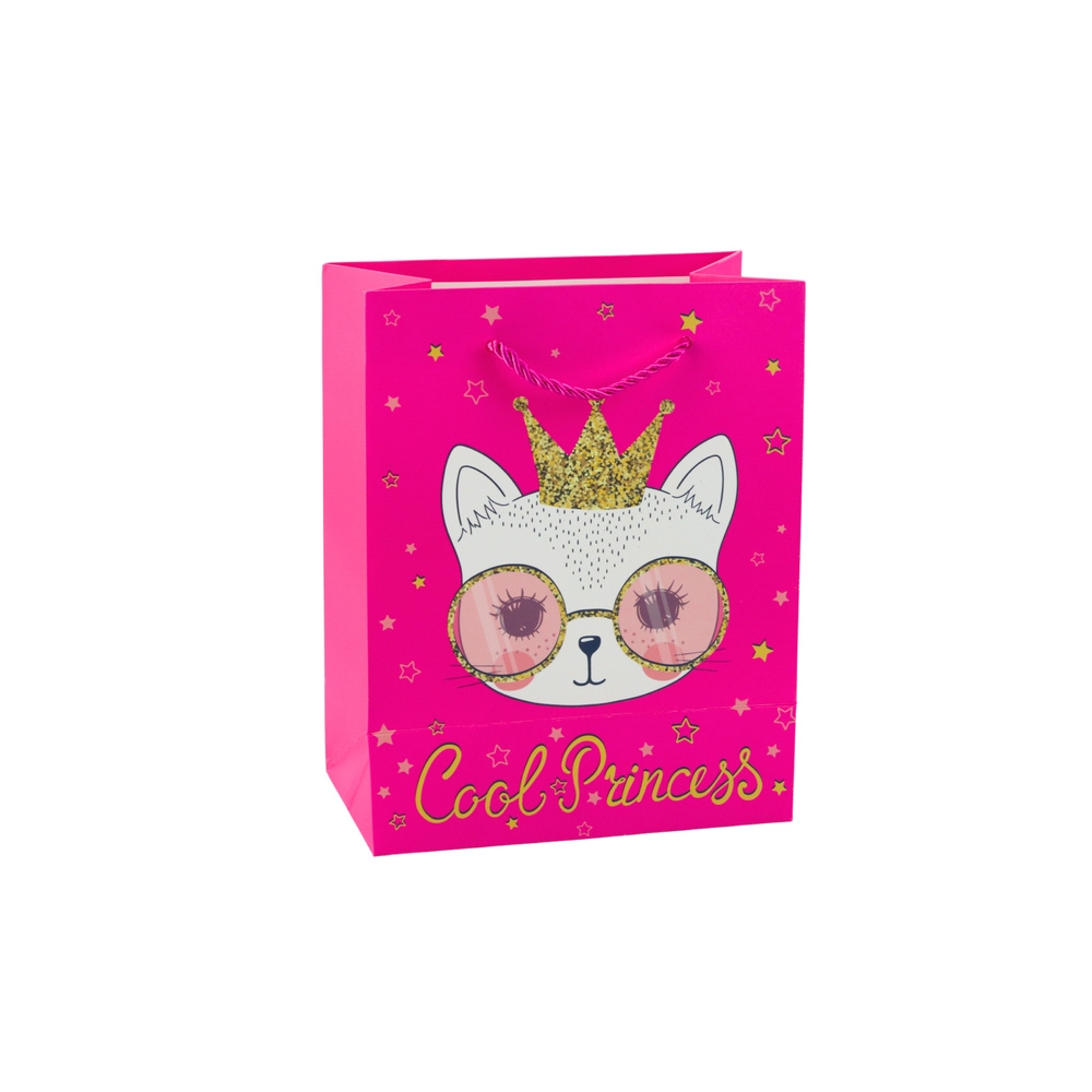 Paper Gift Bag Kittens Glitter Pink 23 x 18 x 10.5 cm