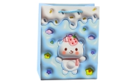 Teddy Bear Paper Gift Bag Pastel Colors 23 x 18 x 10.5 cm