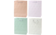 Torba Prezentowa Elegancka Tłoczone Serca Pastelowa 23 x 18 x 10,5 cm