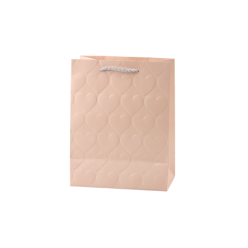 Elegantiškas įspaustų širdelių pastelinis dovanų maišelis 23 x 18 x 10,5 cm