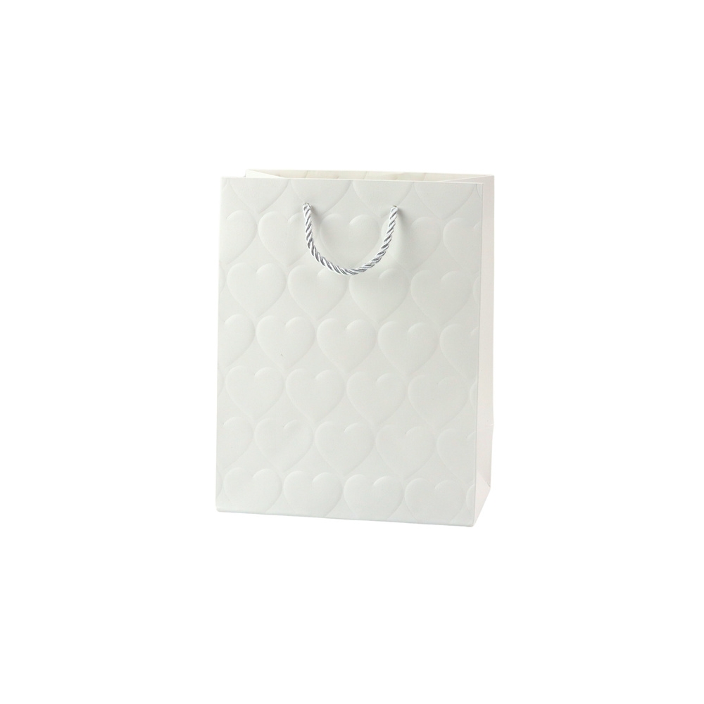 Elegantiškas įspaustų širdelių pastelinis dovanų maišelis 23 x 18 x 10,5 cm