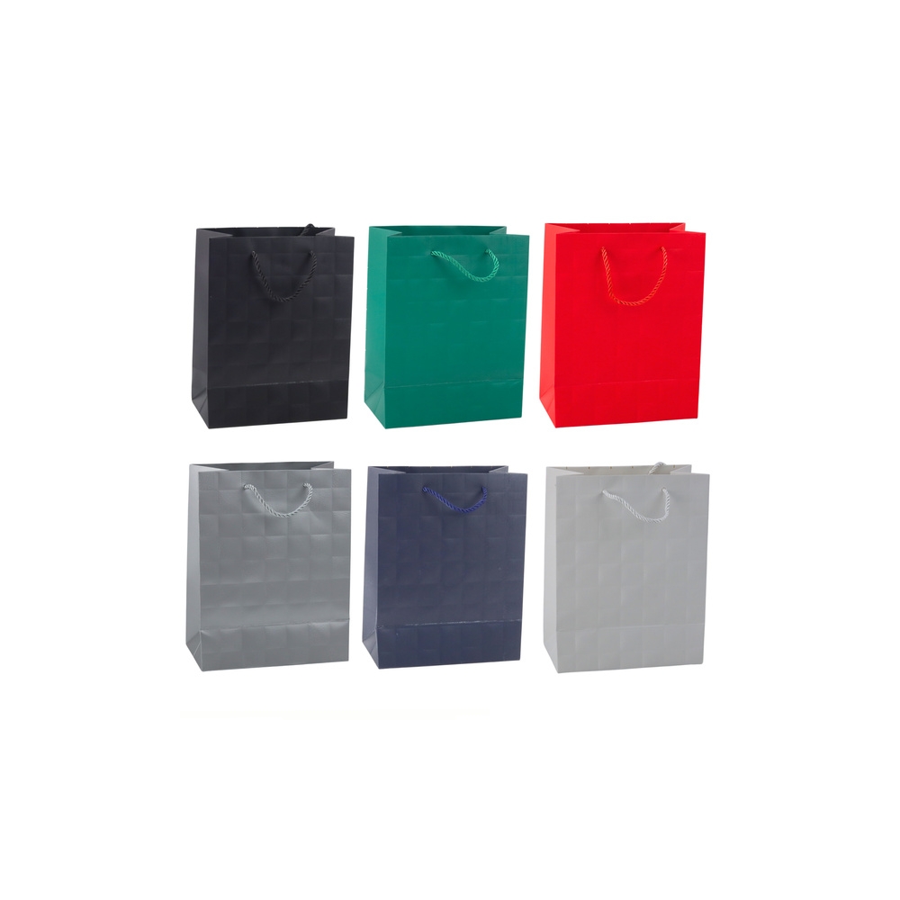 Elegant Embossed Squares Gift Bag 23 x 18 x 10.5 cm