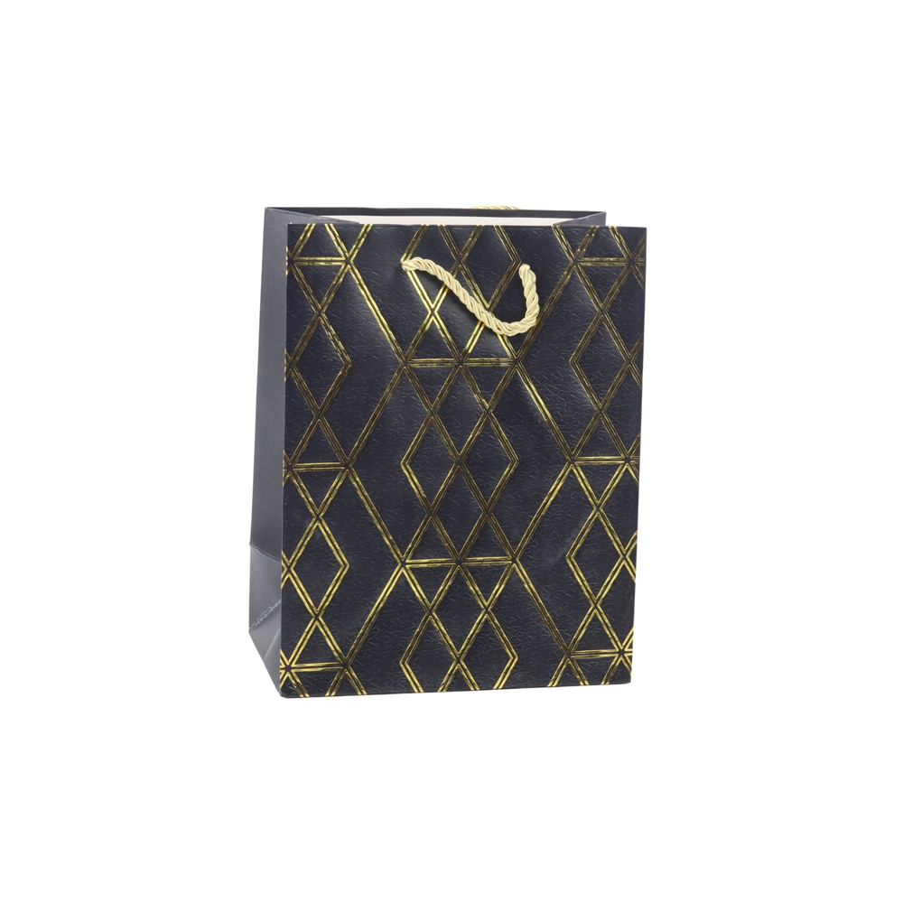 Popierinis dovanų maišelis Elegantiškas aukso spalvos dizainas 23 x 18 x 10,5 cm 1vnt