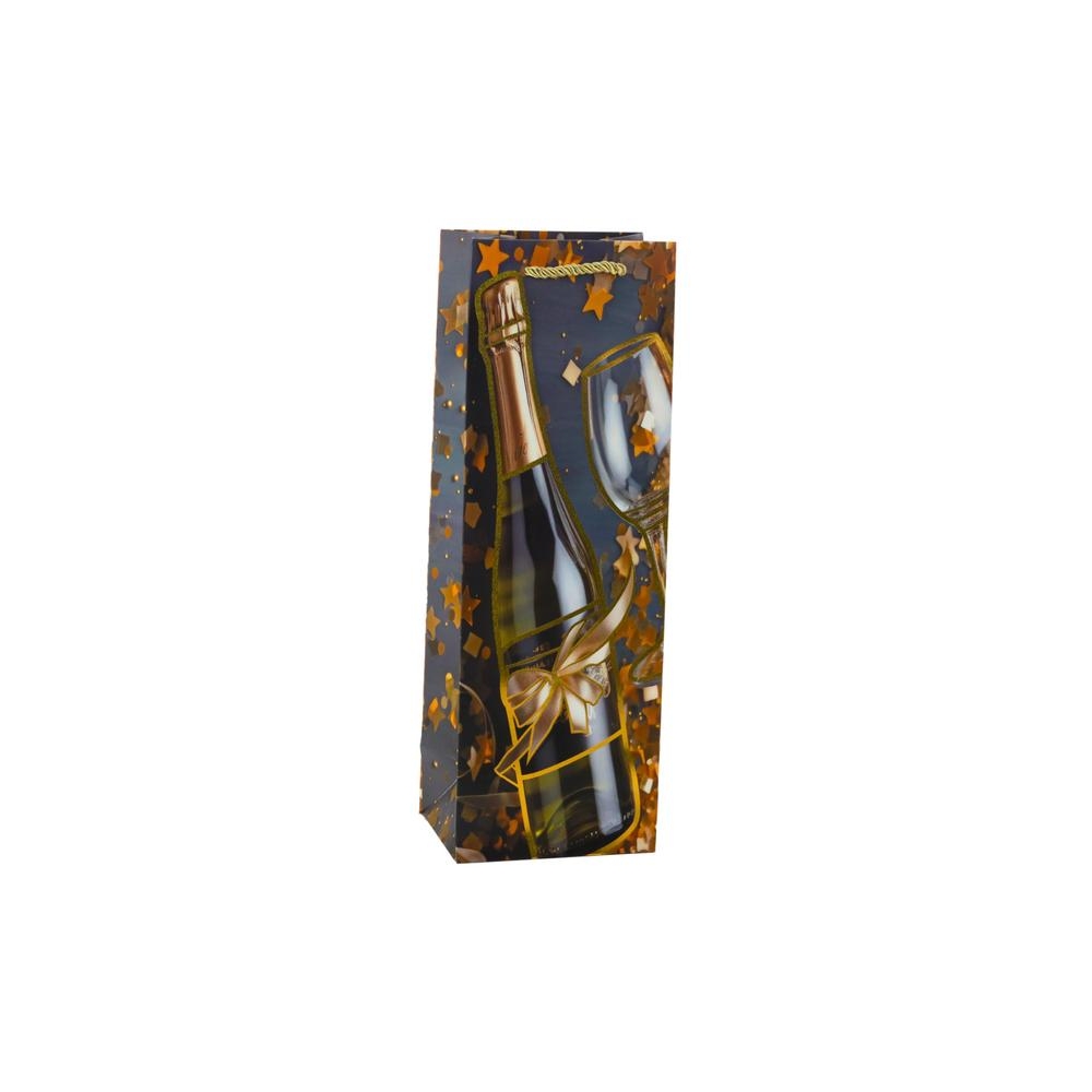 Vyno maišelis Popierinis šampano butelis 35 x 12 x 9 cm, 1vnt