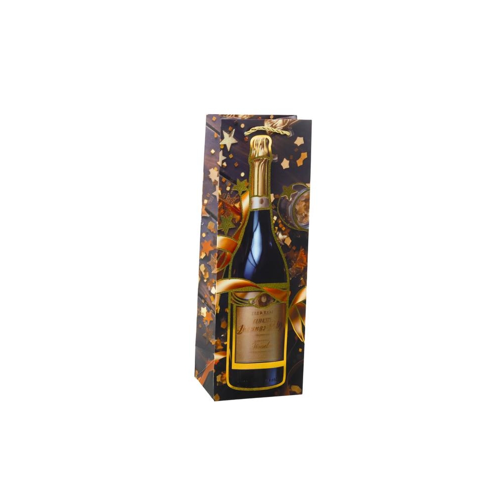 Vyno maišelis Popierinis šampano butelis 35 x 12 x 9 cm, 1vnt