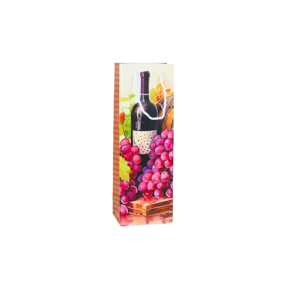 Popierinis dovanų maišelis vyno buteliui 35 x 12 x 9 cm, 1vnt