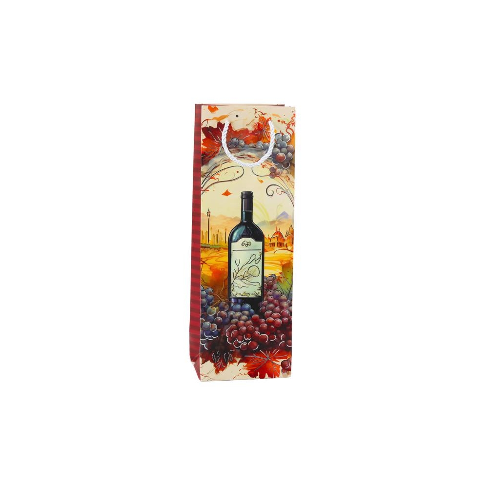 Popierinis dovanų maišelis vyno buteliui 35 x 12 x 9 cm, 1vnt
