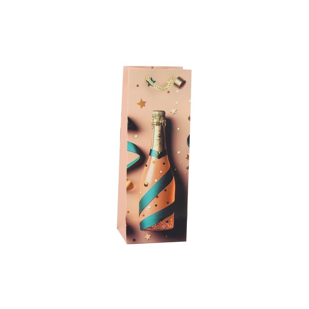 Popierinis dovanų maišelis šampano buteliui Pastelė 35 x 12 x 9 cm, 1vnt