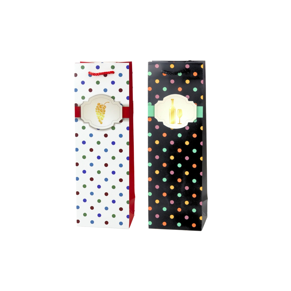 Vyno butelių dovanų maišelis Dots 35 x 12 x 9 cm
