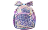 Plecak Dziecięcy Z Cekinami W Kwiatki Kokarda Fioletowy 22cm 2,8L