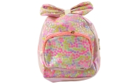 Plecak Dziecięcy Z Cekinami W Kwiatki Kokarda Jasnoróżowy 22cm 2,8L