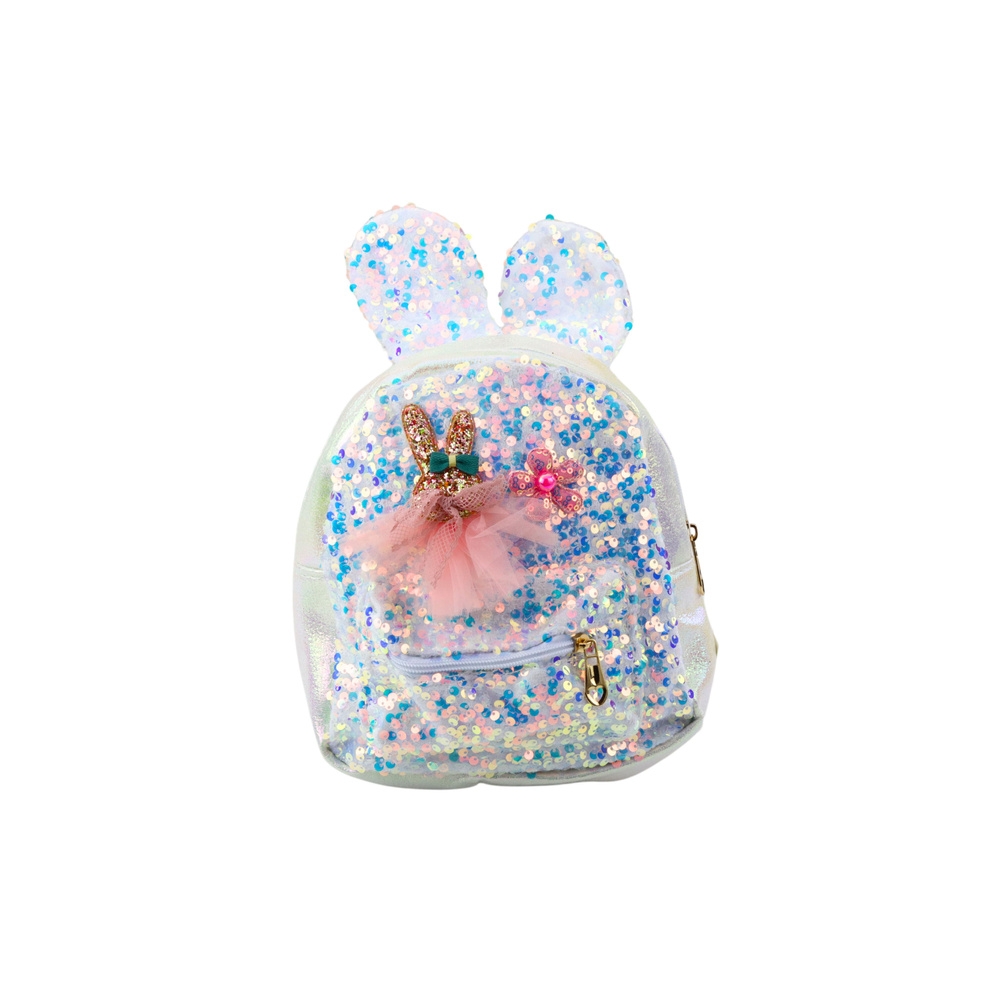 Vaikiška kuprinė Sequins Rabbit Ears White 22cm 4.4L-Drabužiai ir aksesuarai, Aksesuarai, Rankinės, kuprinės, lagaminai-e-vaikas