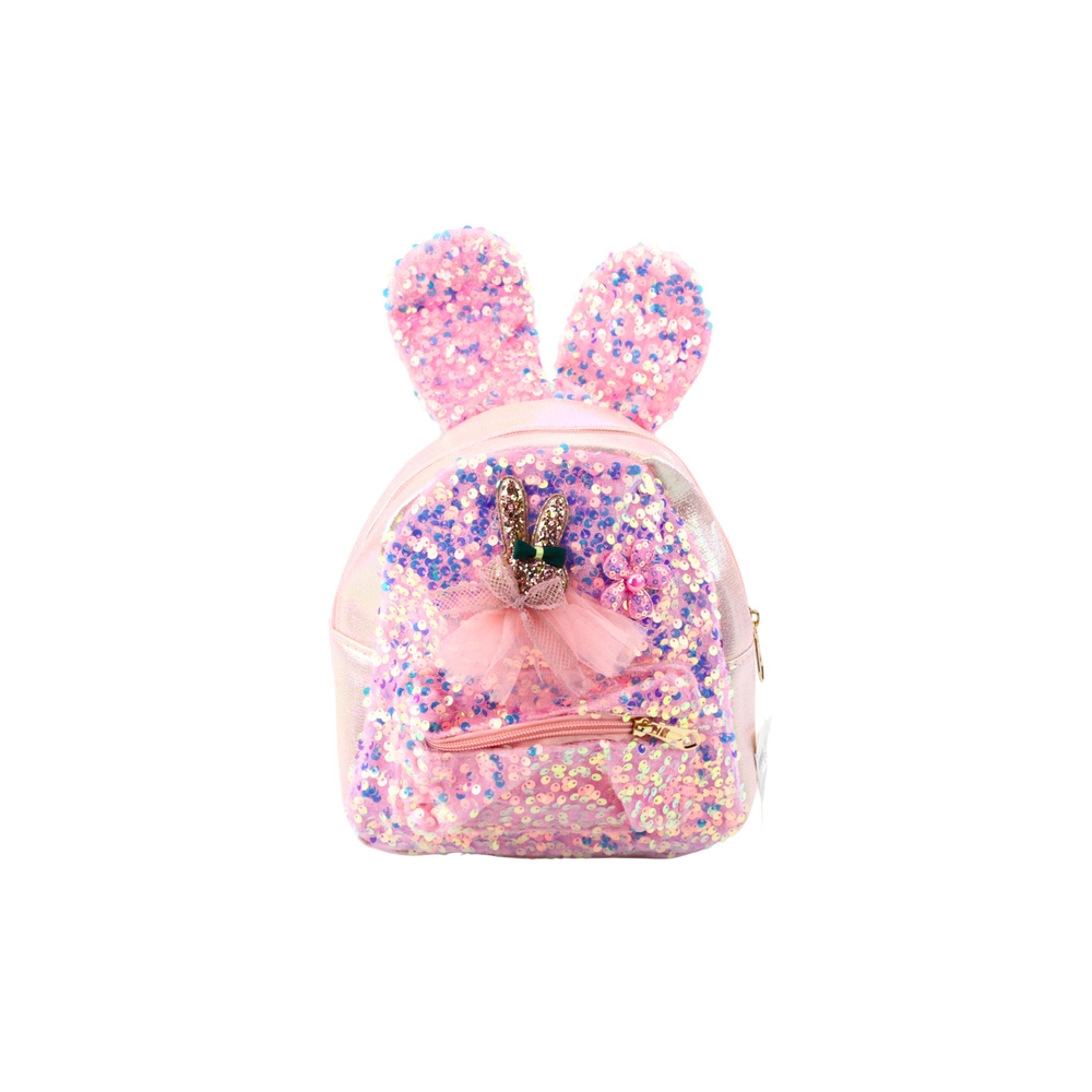 Vaikiška kuprinė Sequins Bunny Ears Bright Pink 22cm 4.4L-Drabužiai ir aksesuarai, Aksesuarai, Rankinės, kuprinės, lagaminai-e-v