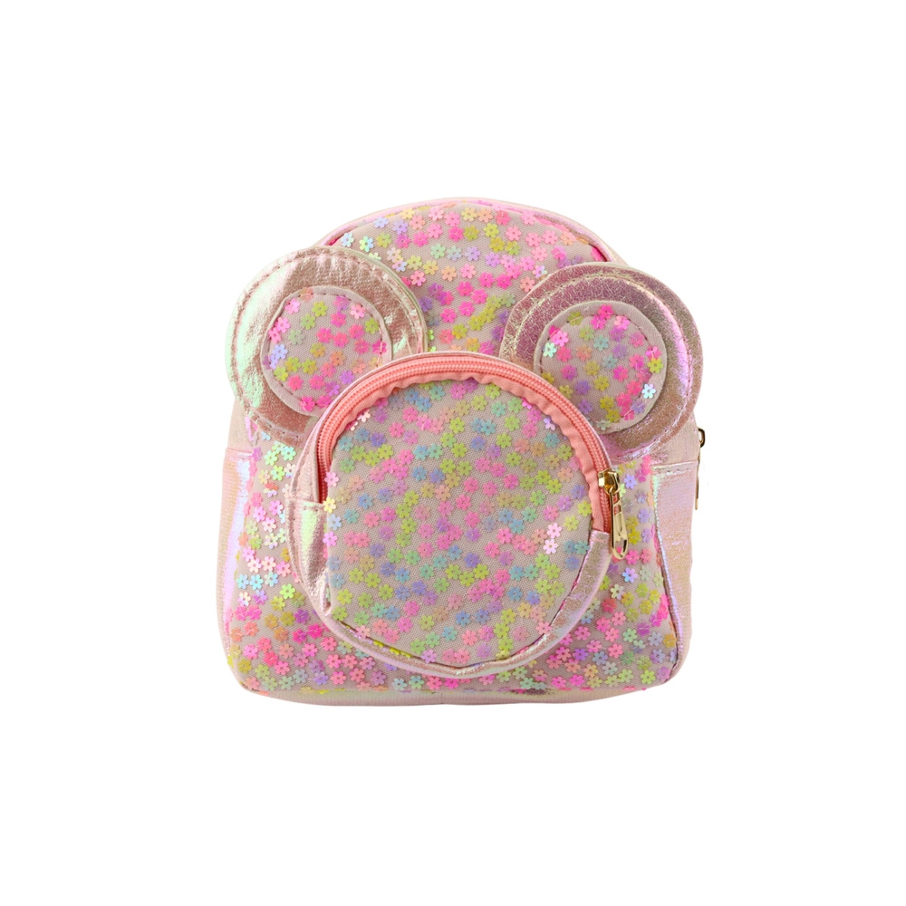Vaikiška kuprinė su blizgučiais "Mouse Ears Pink" 22cm 3L-Drabužiai ir aksesuarai, Aksesuarai, Rankinės, kuprinės, lagaminai-e-v