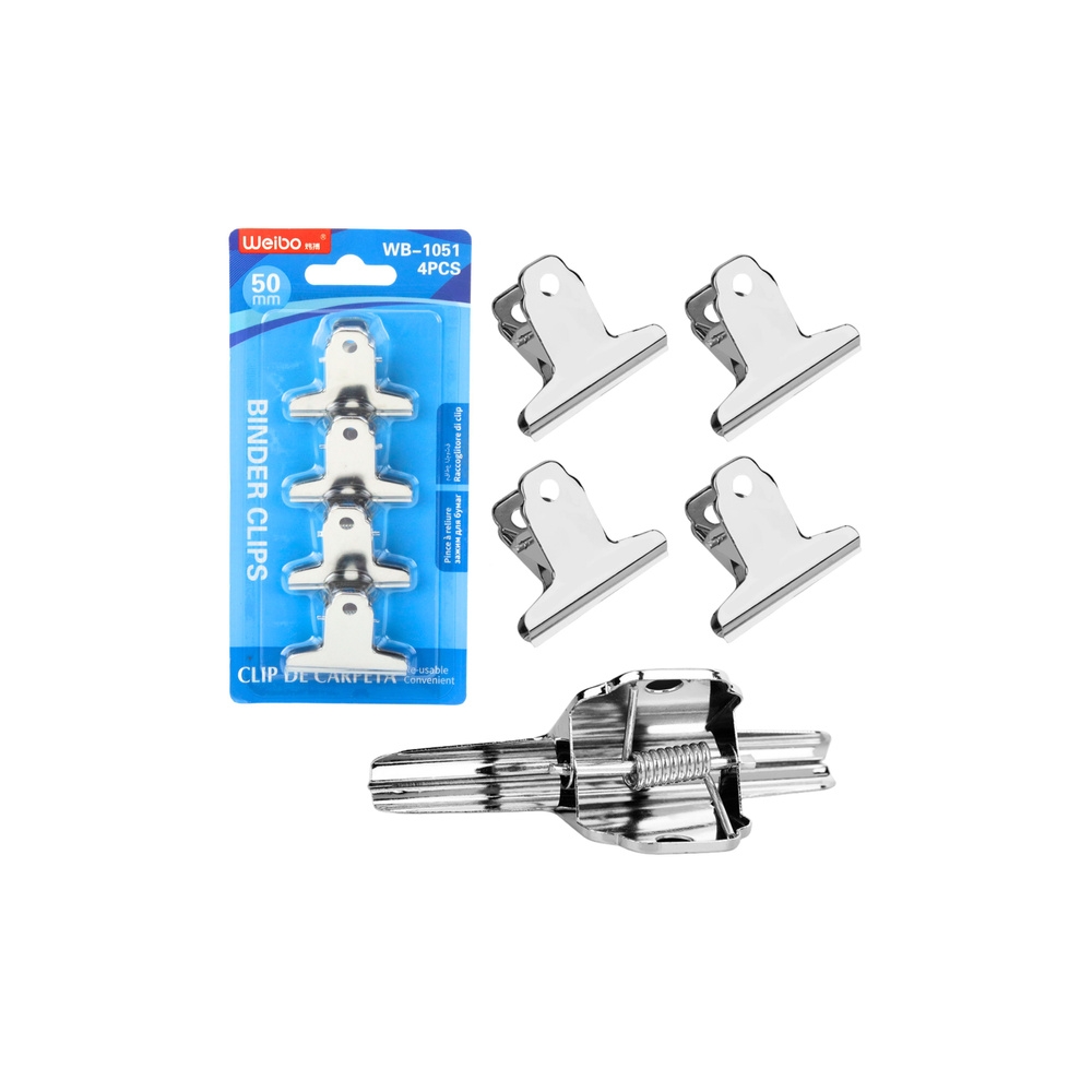 Metalinių biuro spaustukų rinkinys 4 vnt 50 mm