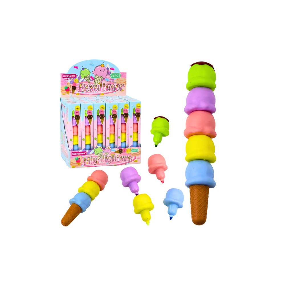Lody W Rożku Gałki Lodów Zakreślacze 5 Kolorów Pastelowe 18cm
