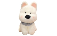 Plush Mascot Cuddly Toy Dog With Blue Scarf White 33cm