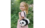 Pliušinė panda krepšys rankenos metalo grandinė juoda balta 20cm
