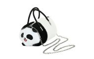 Plush Panda Bag Handles Metal Chain Black White 20cm