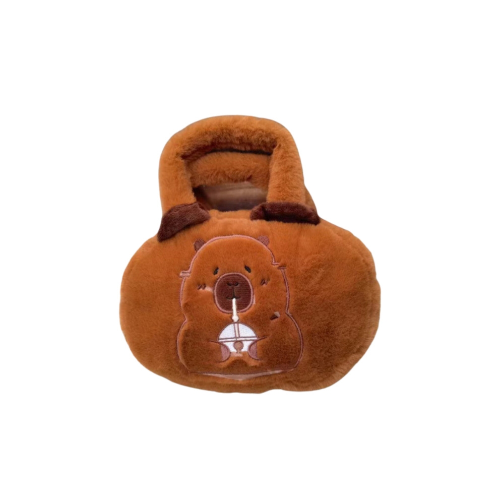 Capybara Plush Bag with Cup Brown 20cm