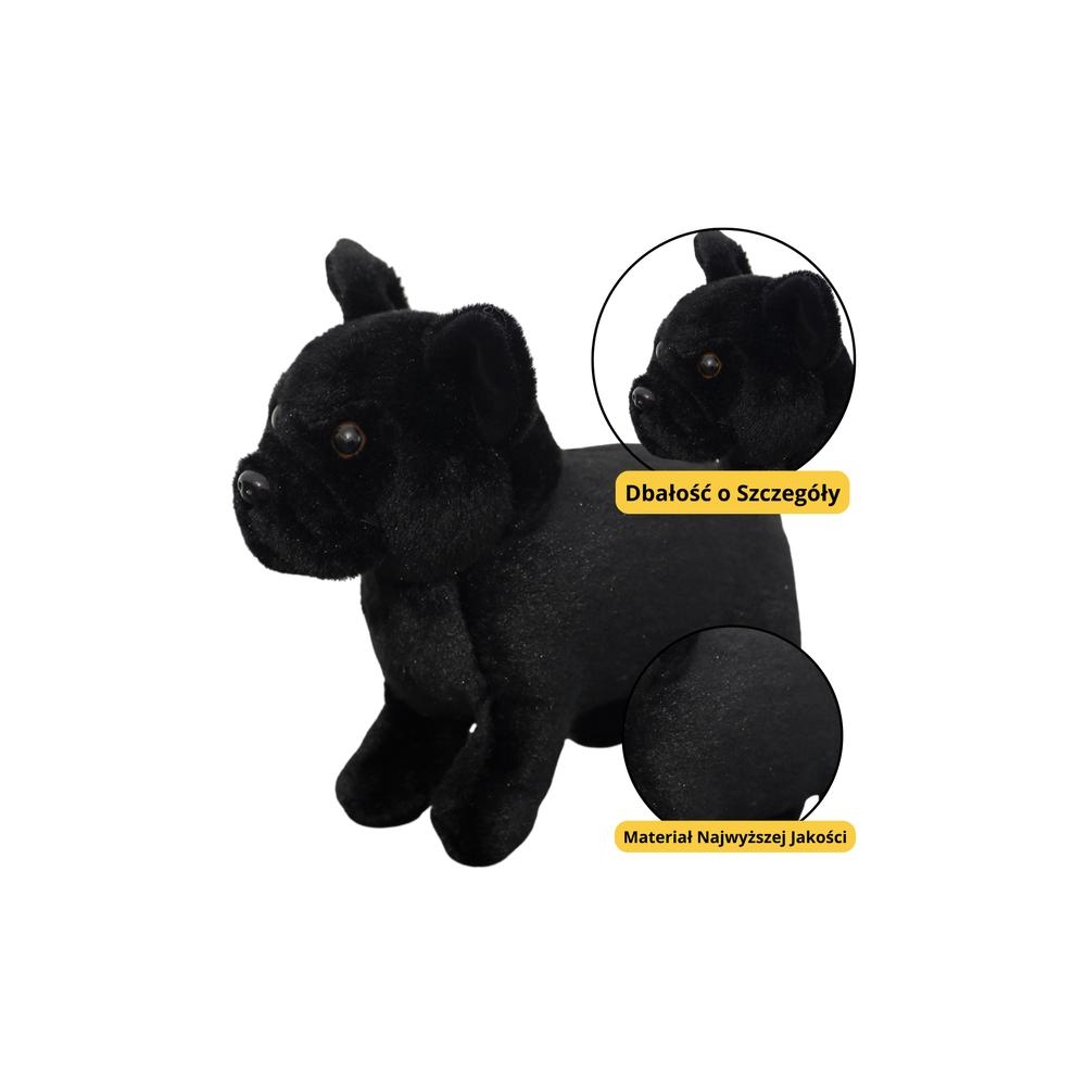 Pliušinis talismanas apkabina mažą šunį juodos spalvos 19cm