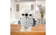 Plush Little Owl Mascot Cuddly Toy White Black Spots 15cm