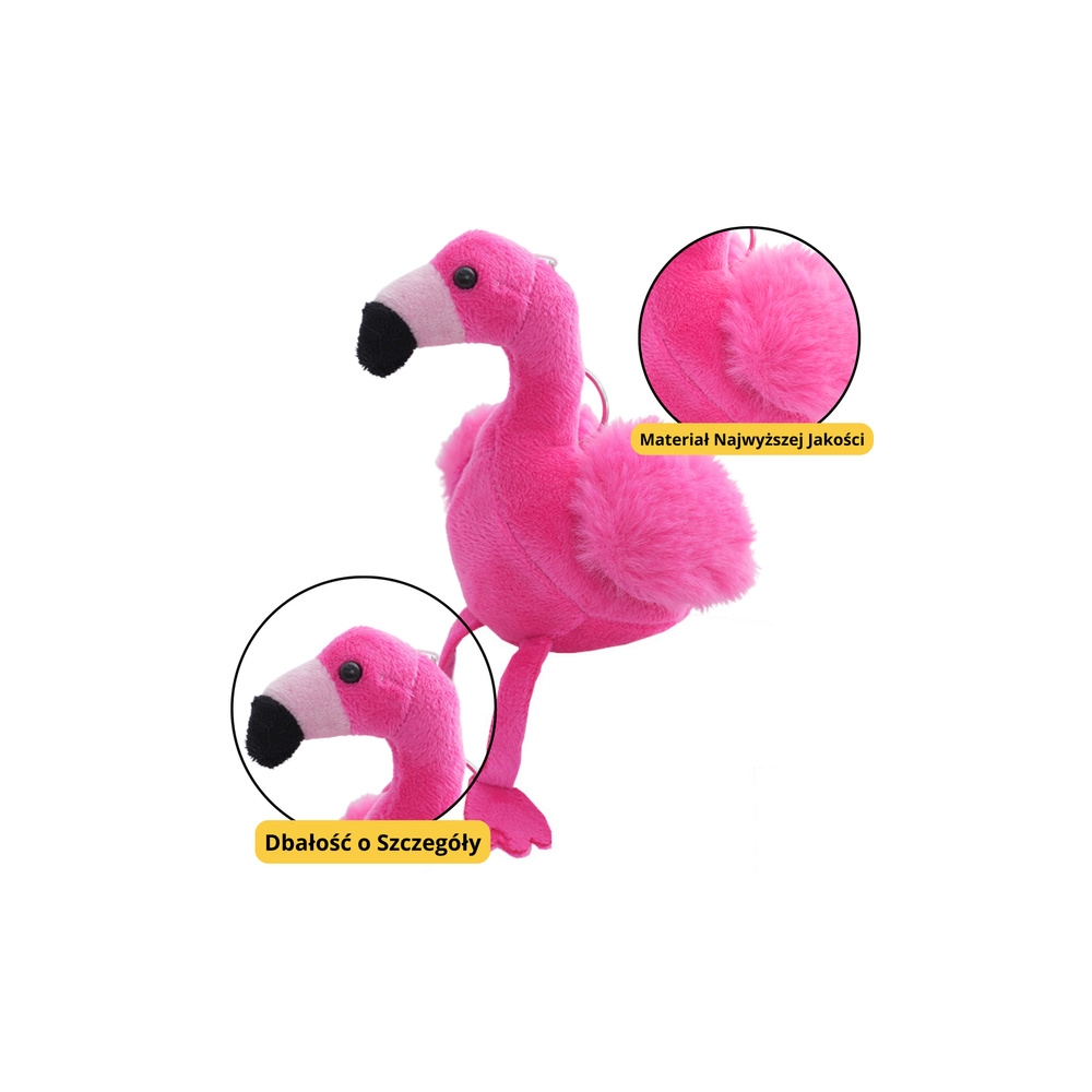 Pliušinis raktų pakabukas pūkuotas Flamingas rožinis 12cm-Žaislai, Minkšti žaislai-e-vaikas
