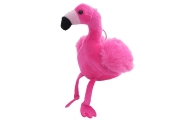 Pliušinis raktų pakabukas pūkuotas Flamingas rožinis 12cm-Žaislai, Minkšti žaislai-e-vaikas