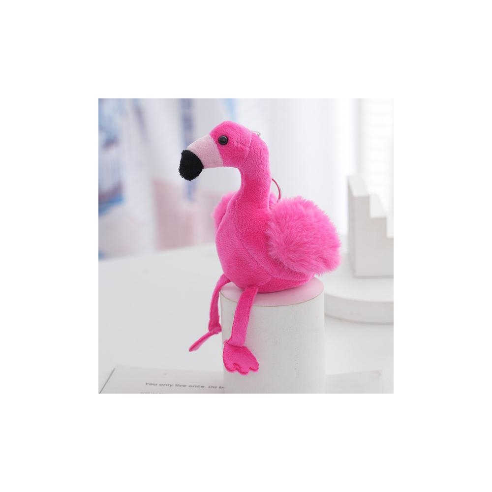 Pliušinis raktų pakabukas pūkuotas Flamingas rožinis 12cm-Žaislai, Minkšti žaislai-e-vaikas