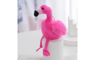 Pliušinis raktų pakabukas pūkuotas Flamingas rožinis 12cm-Žaislai, Minkšti žaislai-e-vaikas