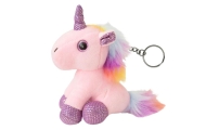 Plush Unicorn Keychain Metal Ring Pink 12cm