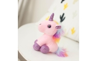 Plush Unicorn Keychain Metal Ring Pink 12cm