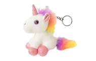 Plush Unicorn Keychain Metal Ring White 12cm