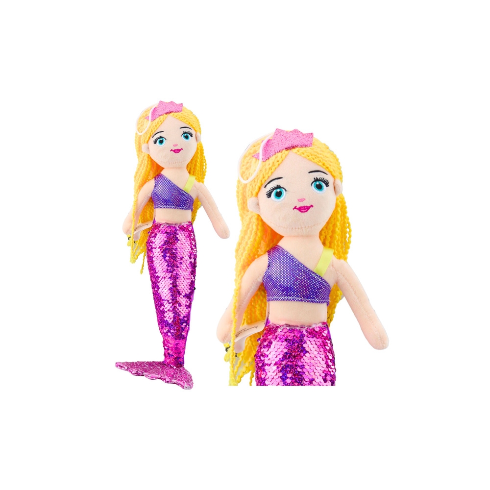 Pliušinė undinėlė su violetiniais blizgučiais 48cm