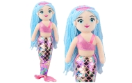 Pliušinė undinė Holografinė uodega rožinė ir mėlyna 48cm