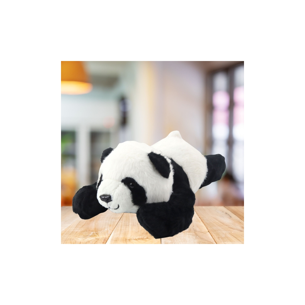 Pliušinė gulinti panda 30cm, juoda/balta
