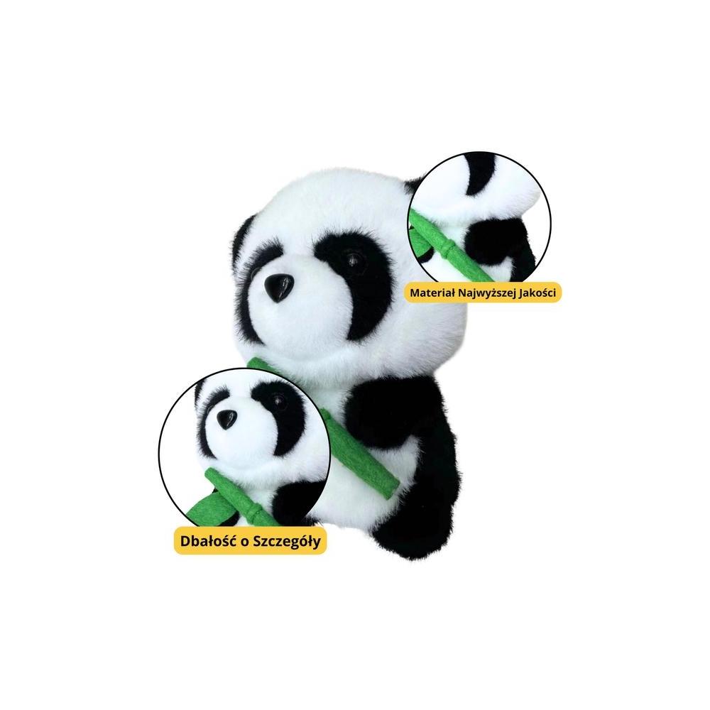 Pliušinis pliušinis talismanas Panda su bambuku 18cm