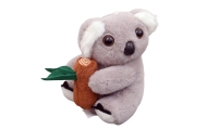 Plush Koala Keychain with Branch Gray Carabiner Gold 12cm