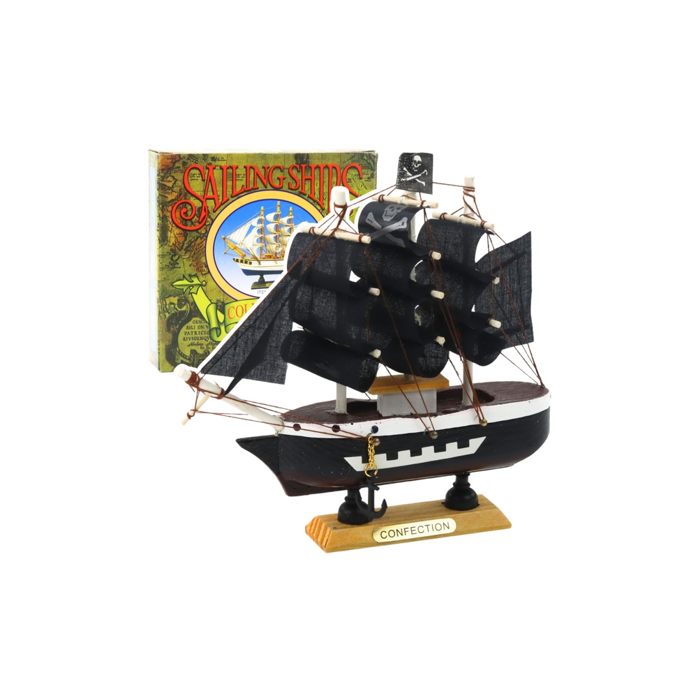 Kolekcinis modelis Dekoratyvinis burlaivis Piratas Juodas 16x15cm