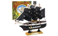 Model Kolekcjonerski Dekoracyjny Statek Żaglowiec Piracki Czarny 16x15cm