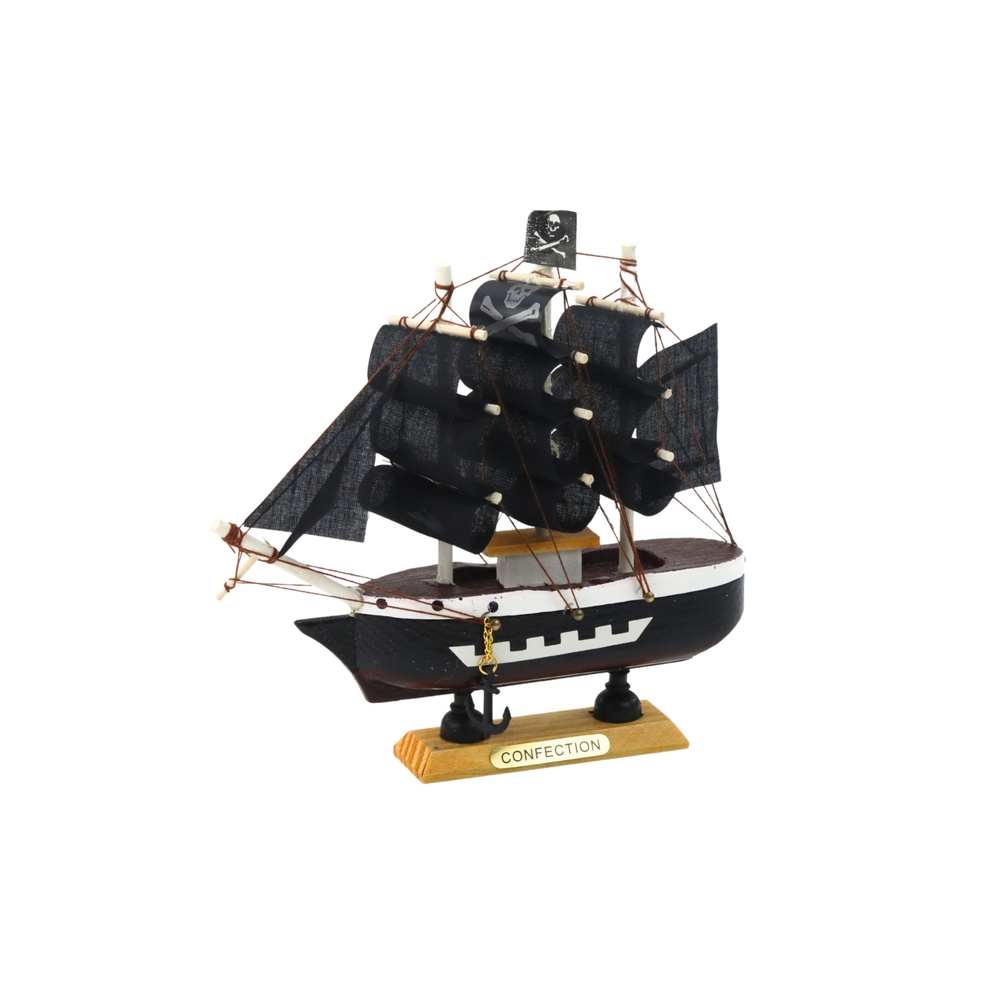 Kolekcinis modelis Dekoratyvinis burlaivis Piratas Juodas 16x15cm