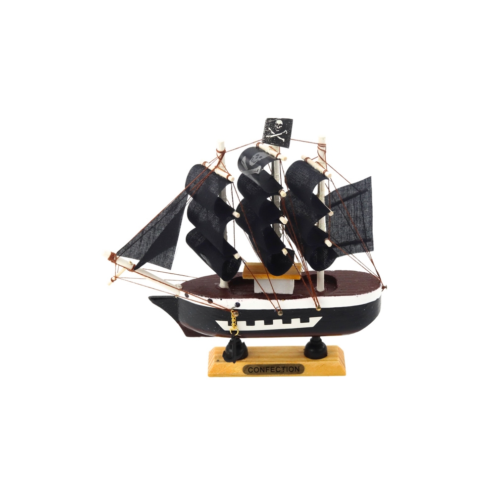 Kolekcinis modelis Dekoratyvinis burlaivis Piratas Juodas 16x15cm