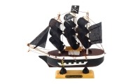 Model Kolekcjonerski Dekoracyjny Statek Żaglowiec Piracki Czarny 16x15cm