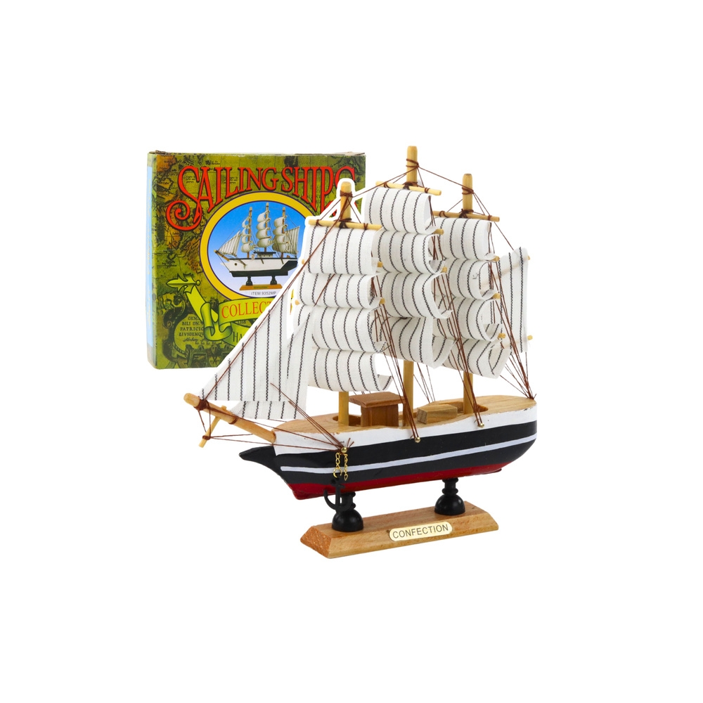 Kolekcinis dekoratyvinio burlaivio modelis juoda ir balta 21x21cm