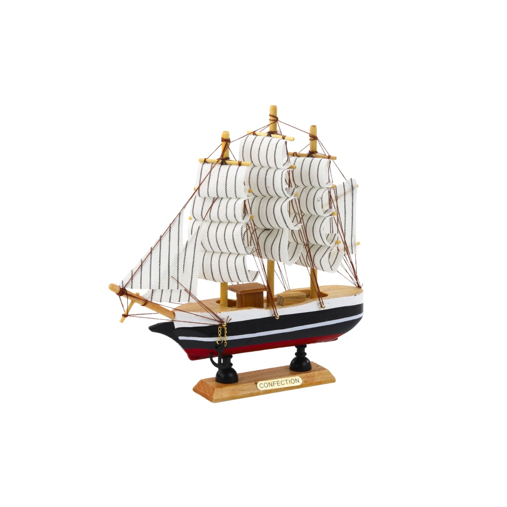 Model Kolekcjonerski Dekoracyjny Statek Żaglowiec Czarno-Biały 21x21cm