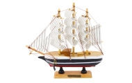 Kolekcinis dekoratyvinio burlaivio modelis juoda ir balta 21x21cm