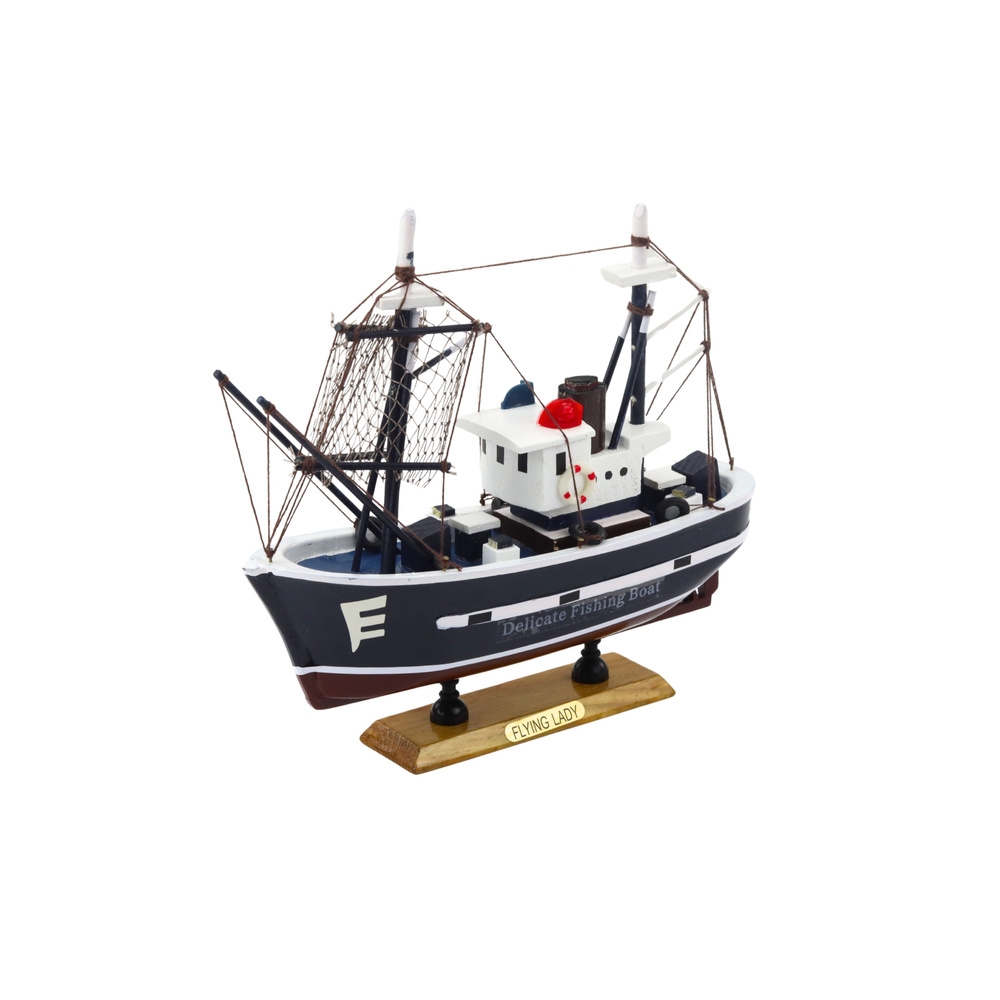 Model Kolekcjonerski Dekoracyjny Statek Kuter Rybacki Flying Lady 24x23cm